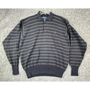 Polo Ralph Lauren Sweater Men's Large Striped 1/4 Button Long Sleeve